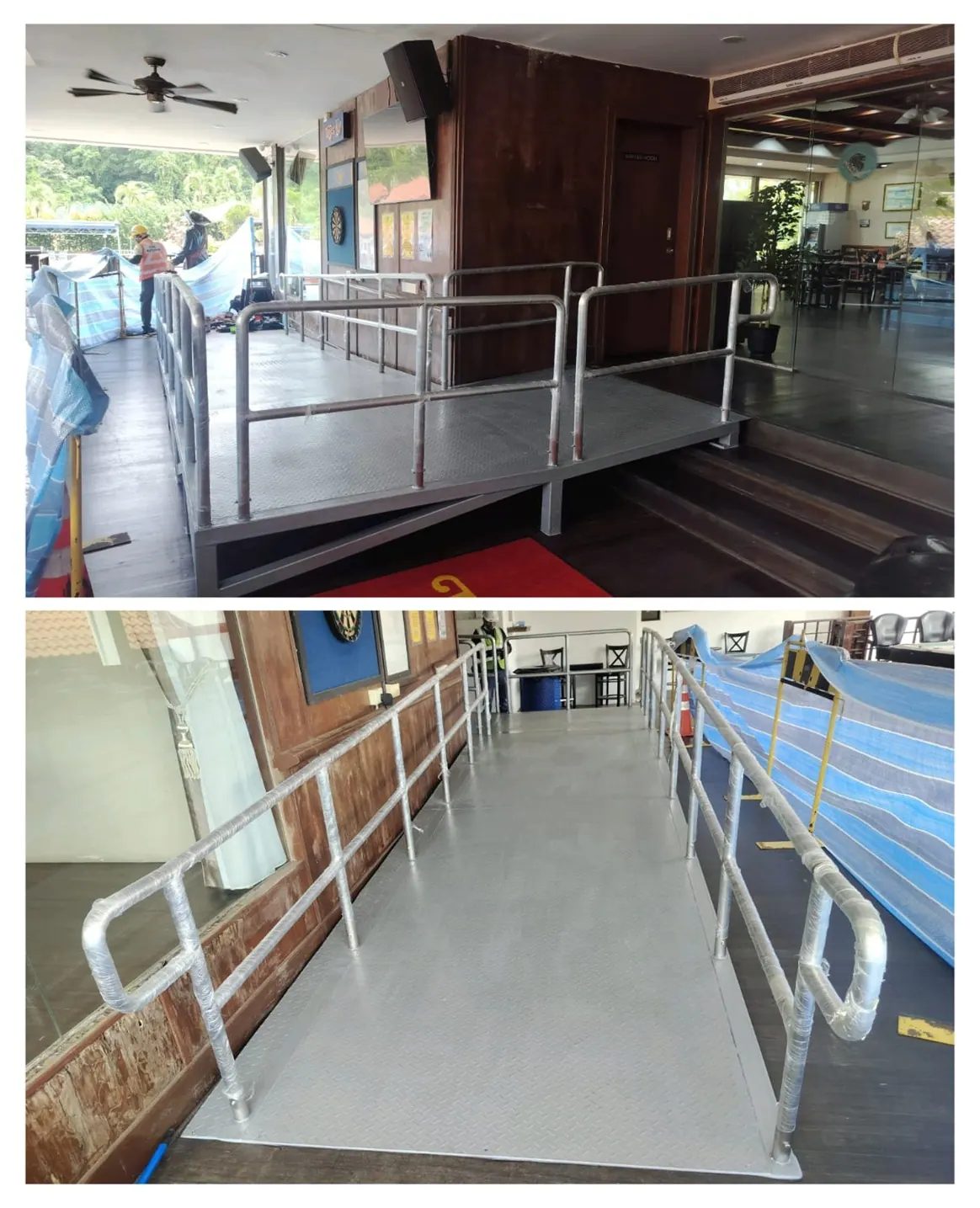 Installed ramp and railing system